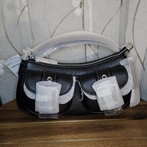 Coach Ashton Baguette Pebbled Leather Black Bag